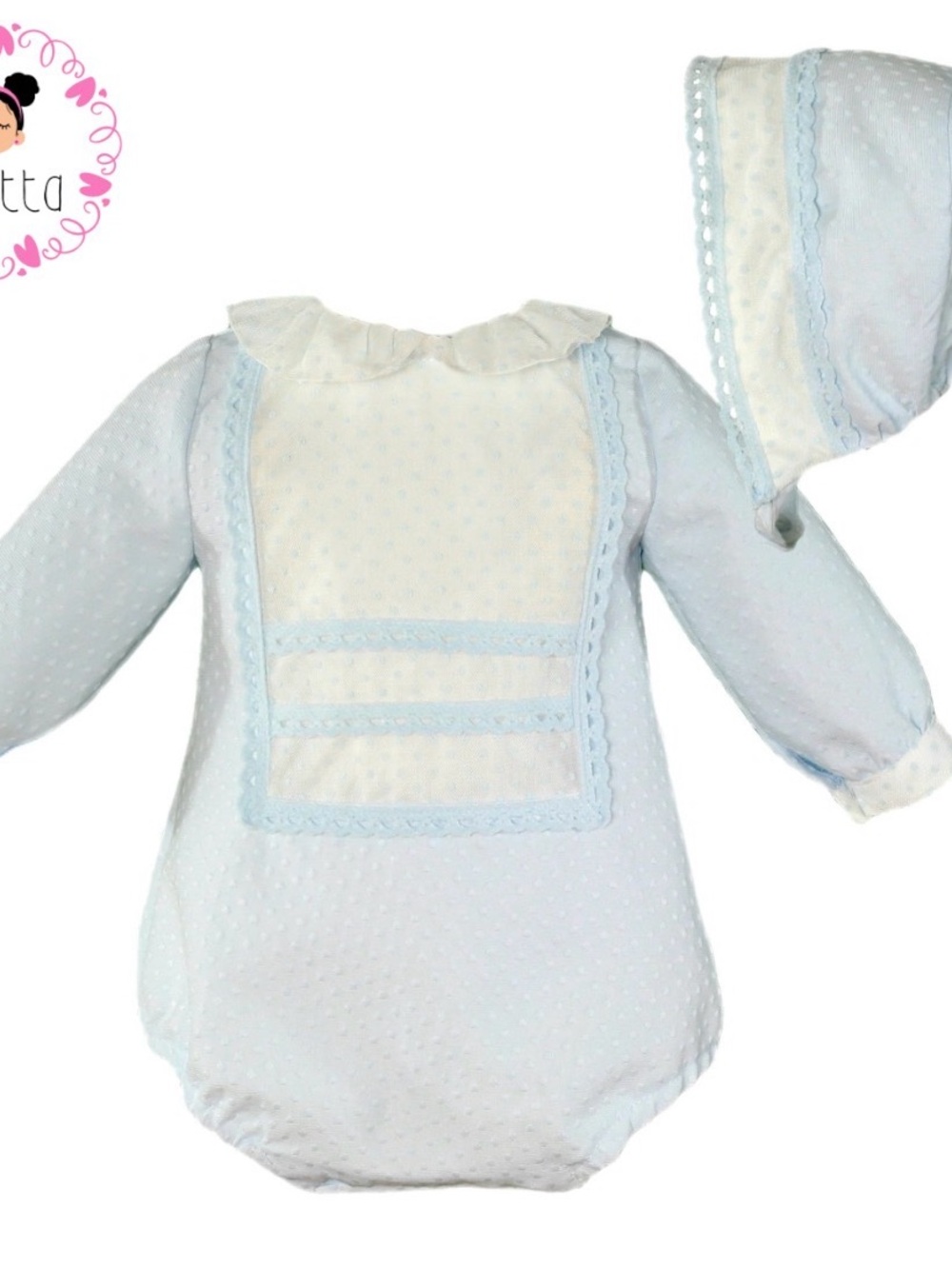 Classic Baby Blue One-Piece with Bonnet by